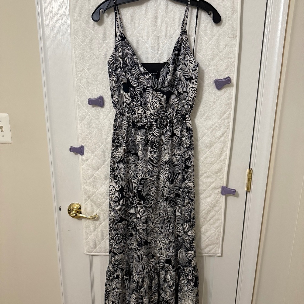Petite Satin Floral Wrap front tiered dress